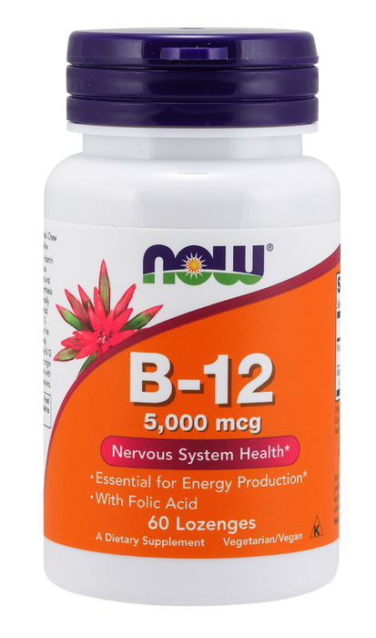 NOW B-12 5000 mcg with Folic Acid (60 Lozenges)