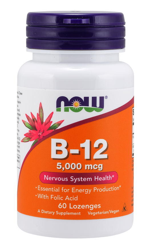 NOW B-12 5000 mcg with Folic Acid (60 Lozenges)