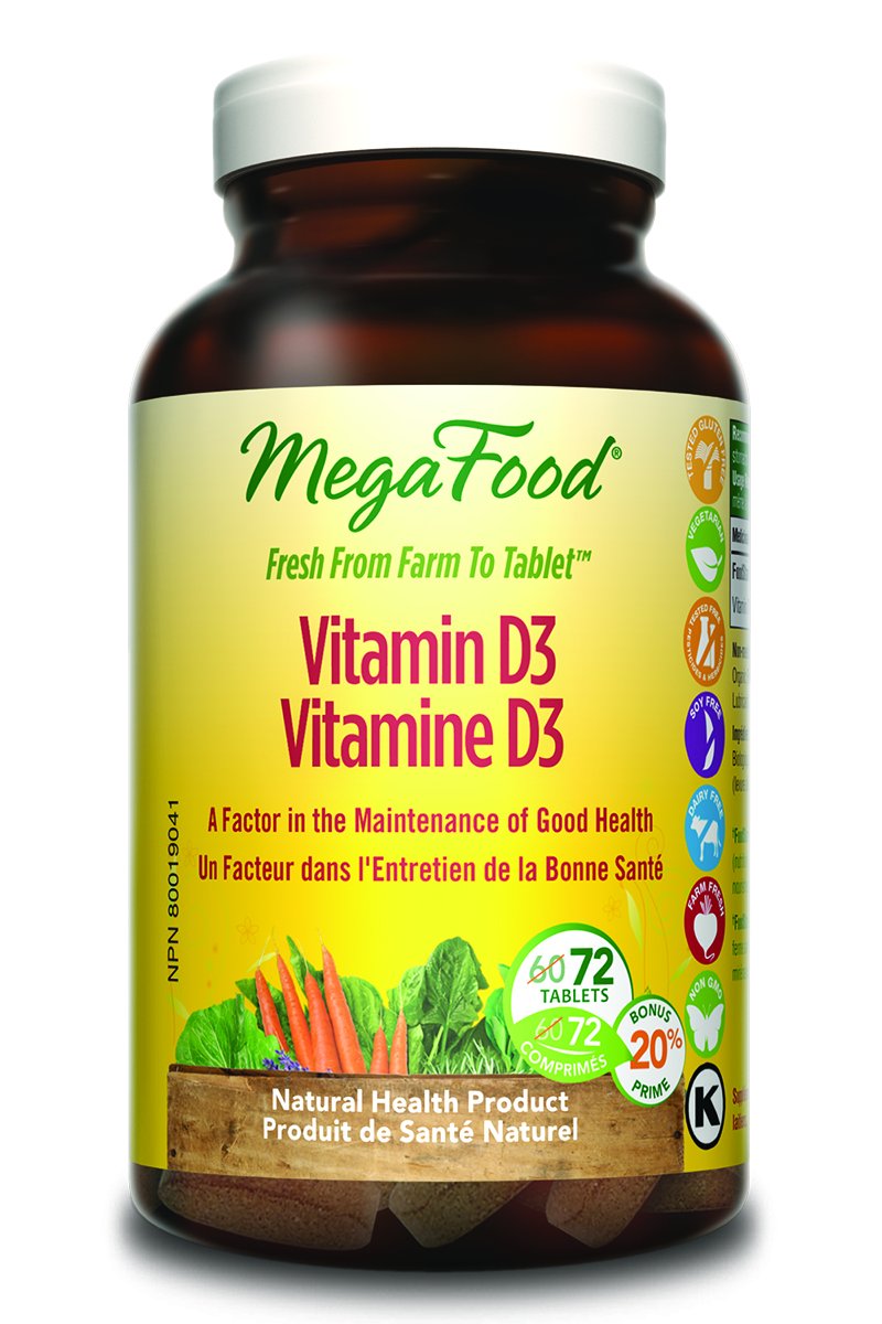 MegaFood Vitamin D3 1000 IU BONUS SIZE (72 Tablets)