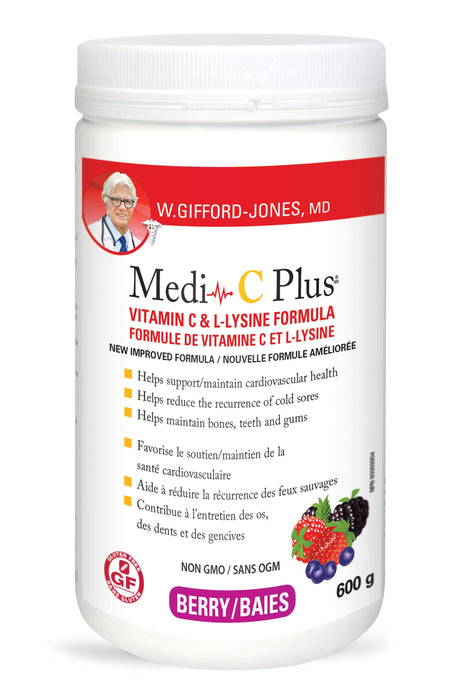 Medi-C Plus Vitamin C & L-Lysine Formula with Magnesium Ascorbate - Berry