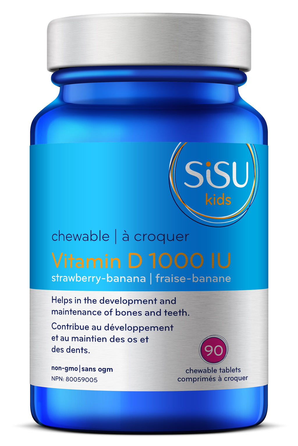 Sisu Kid's Vitamin D3 1000 IU - Strawberry Banana (90 Chewable Tablets)