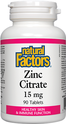 Natural Factors Zinc Citrate 15 mg (90 Tablets)