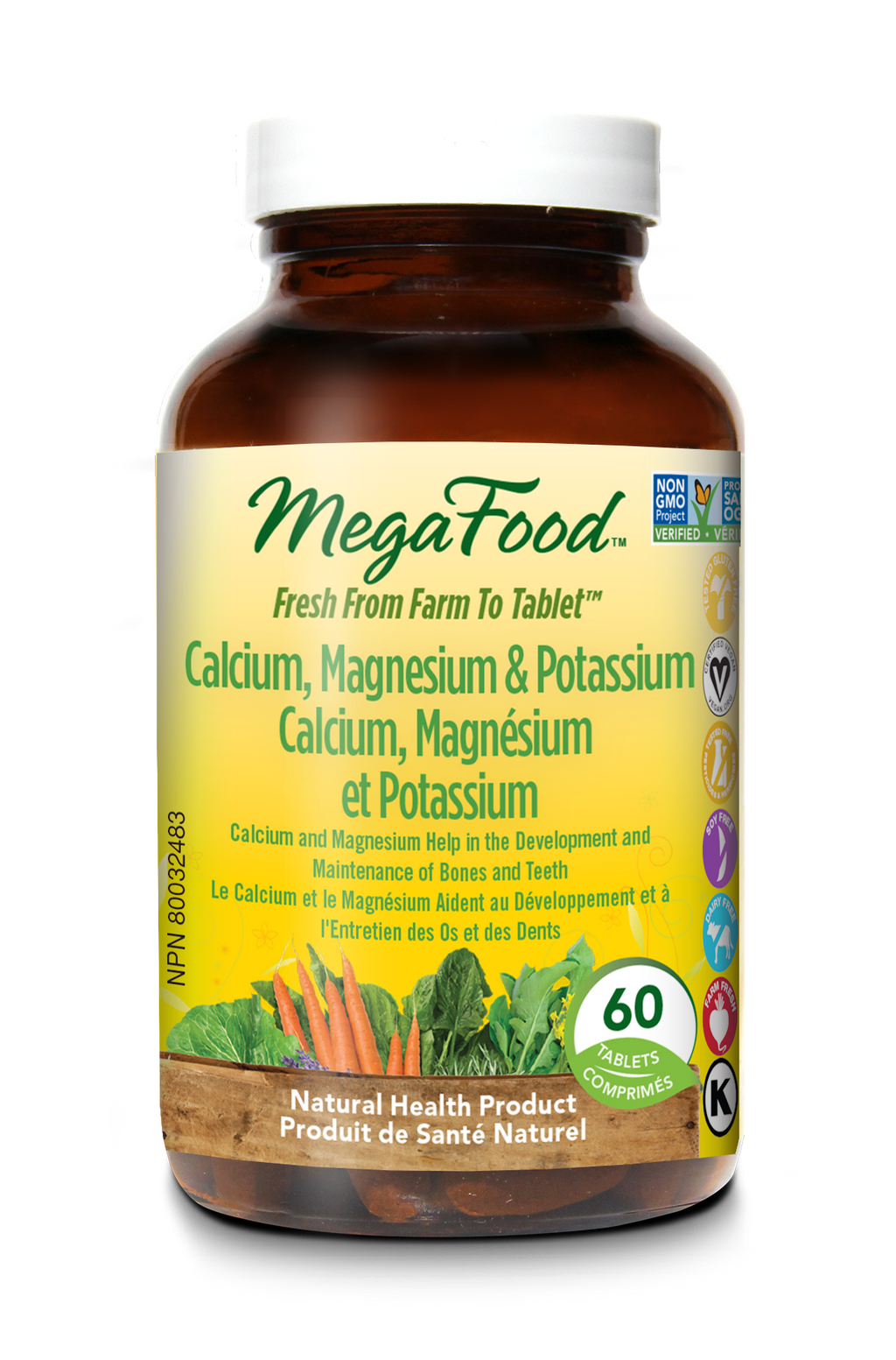 MegaFood Calcium, Magnesium & Potassium (60 Tablets)