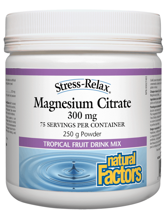 Natural Factors Magnesium Citrate Drink Mix - Tropical Flavour (250 g)