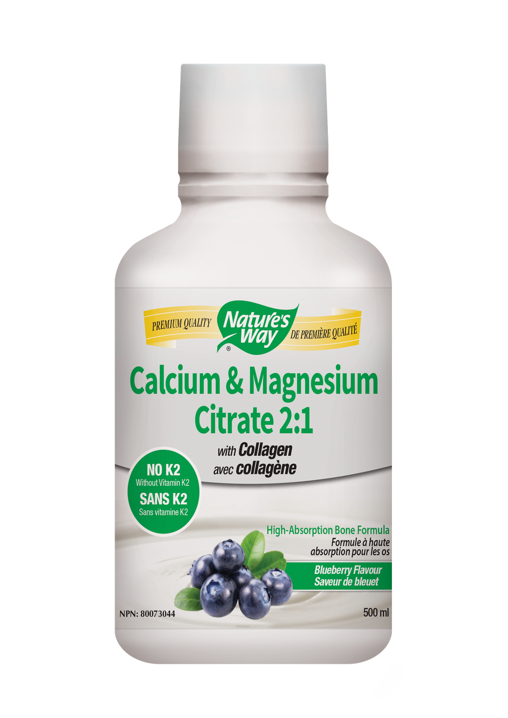 Nature's Way Calcium & Magnesium Citrate 2:1 with Collagen - Blueberry (500 mL)