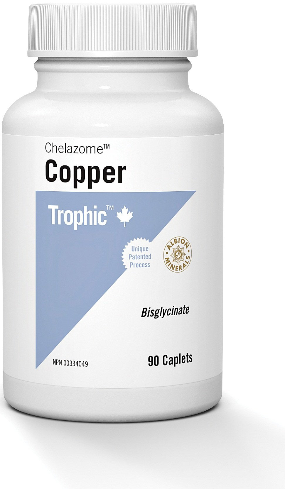 Trophic Chelazome Copper Bisglycinate (90 Caplets)