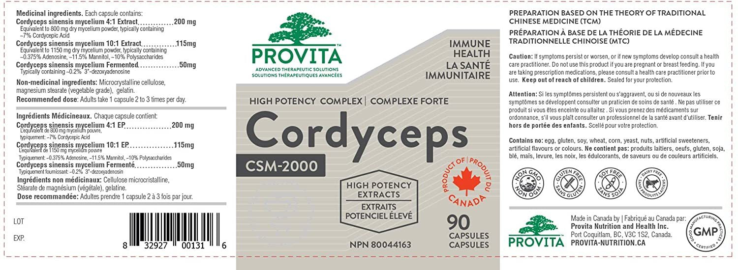 Provita Cordyceps CSM-2000 (90 Capsules)