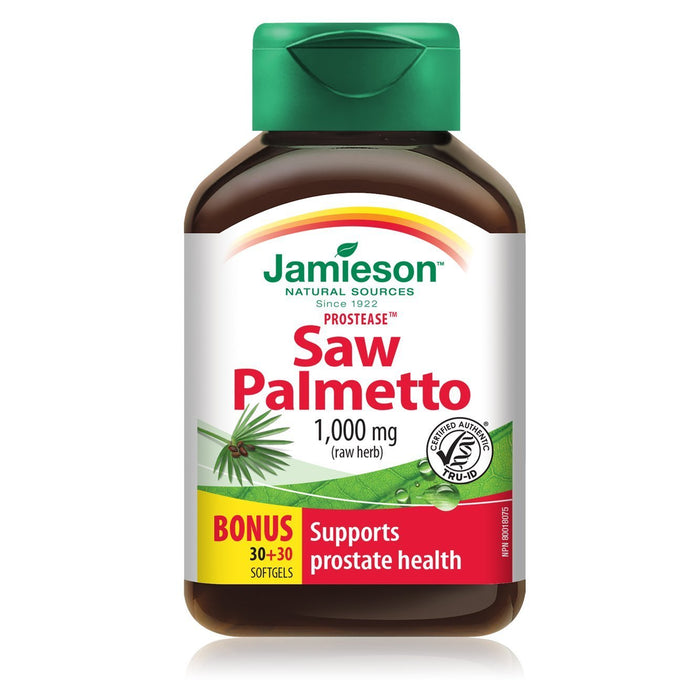 Jamieson Prostease Saw Palmetto 1000 mg BONUS SIZE (60 Softgels)