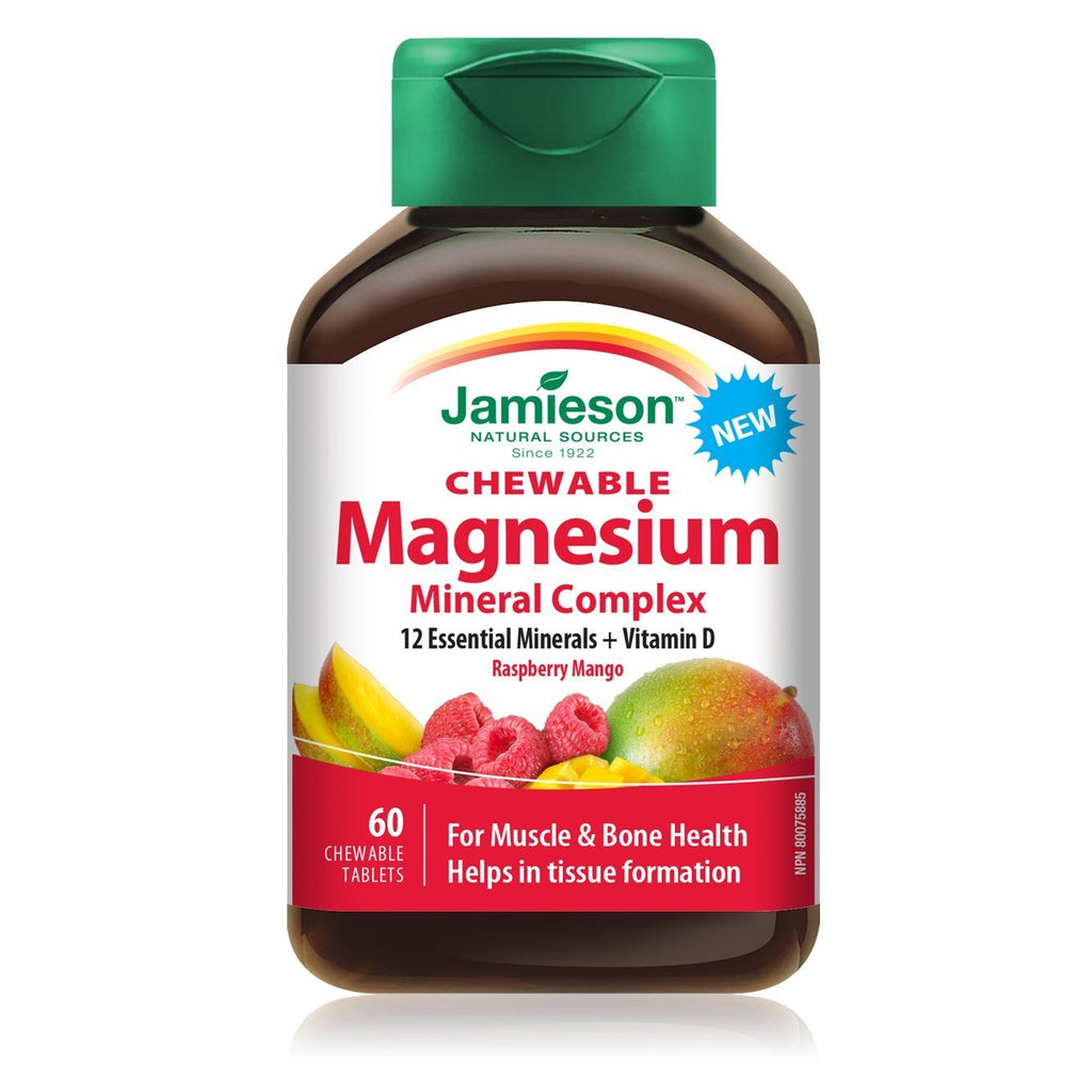 Jamieson Chewable Magnesium Mineral Complex - Raspberry Mango (60 Chewable Tablets)