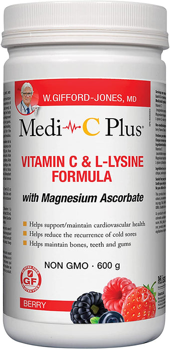 Medi-C Plus Vitamin C & L-Lysine Formula with Magnesium Ascorbate - Berry