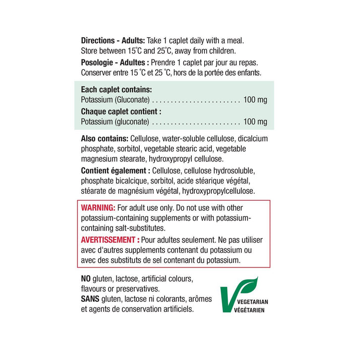 Jamieson Timed Release Potassium Extra Strength 100 mg (100 Caplets)