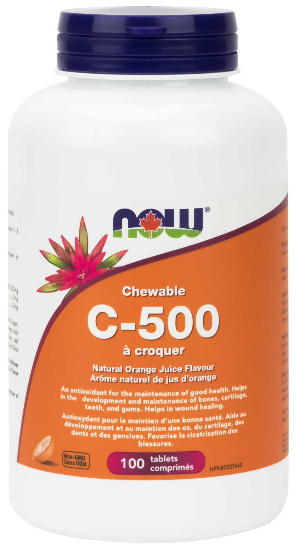 NOW C-500 Chewable - Natural Orange Juice (100 Tablets)