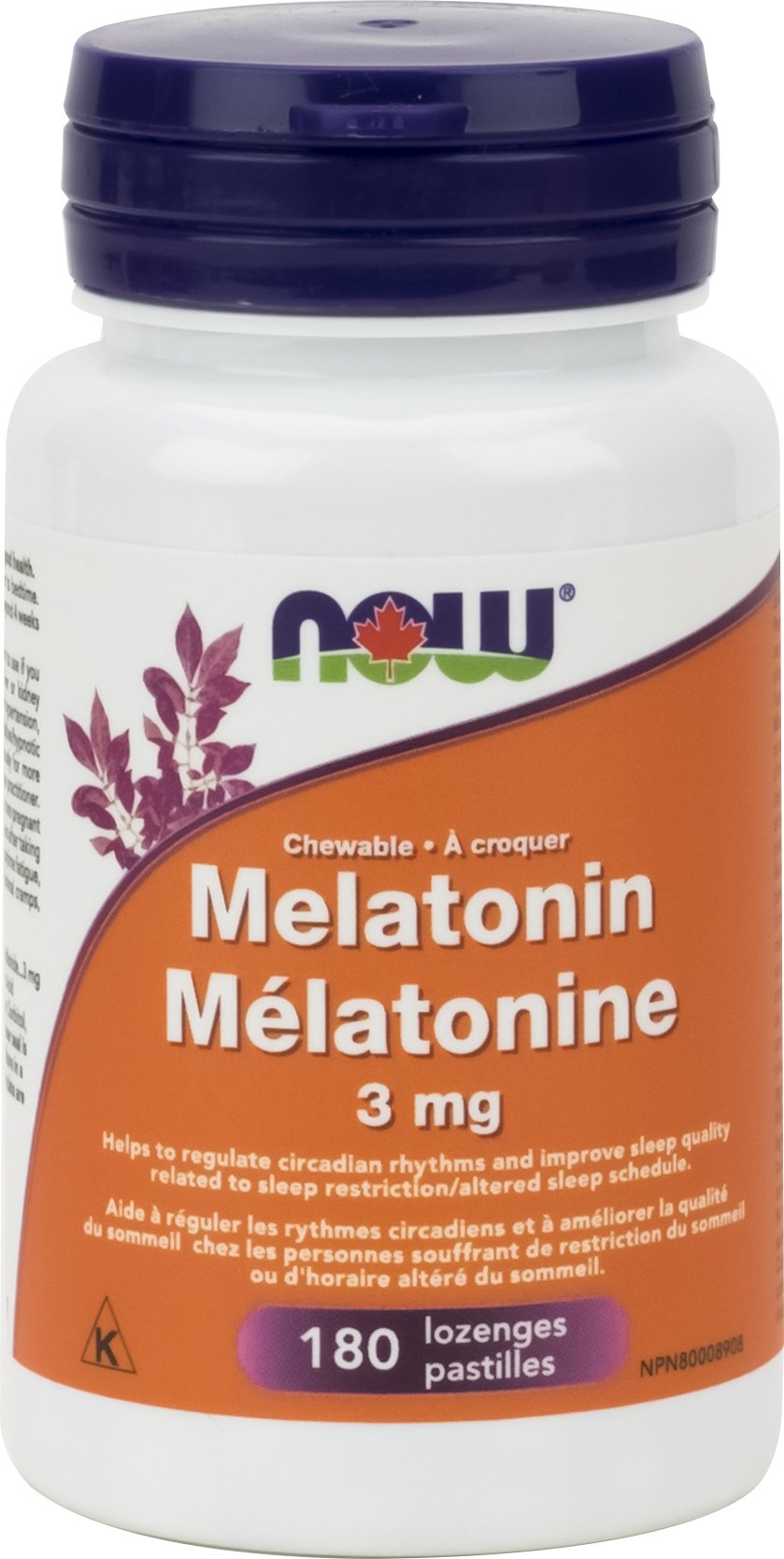 NOW Chewable Melatonin 3 mg (180 Lozenges)