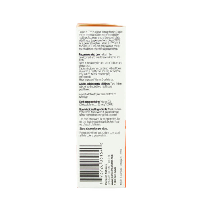 Platinum Vitamin D3 Drops 1000 IU - Orange (15 mL)