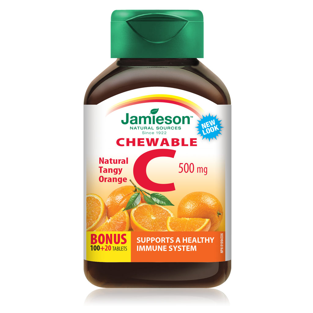 Jamieson Chewable C 500 mg - Tangy Orange (120 Tablets)