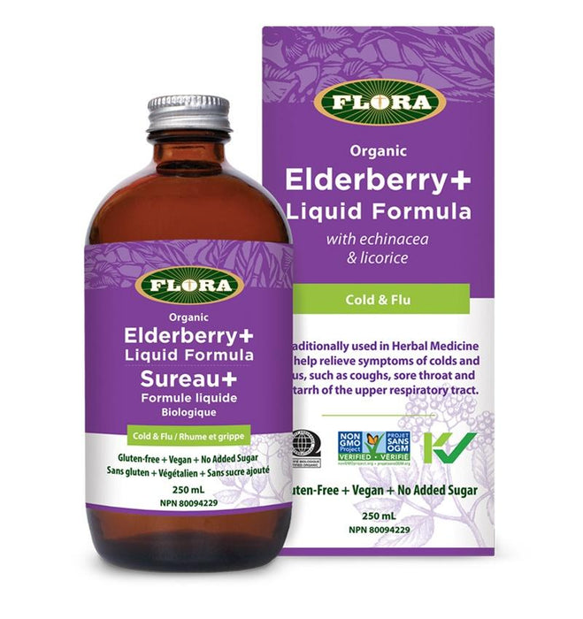 Flora Organic Elderberry+ Liquid Formula Cold & Flu (500 mL)