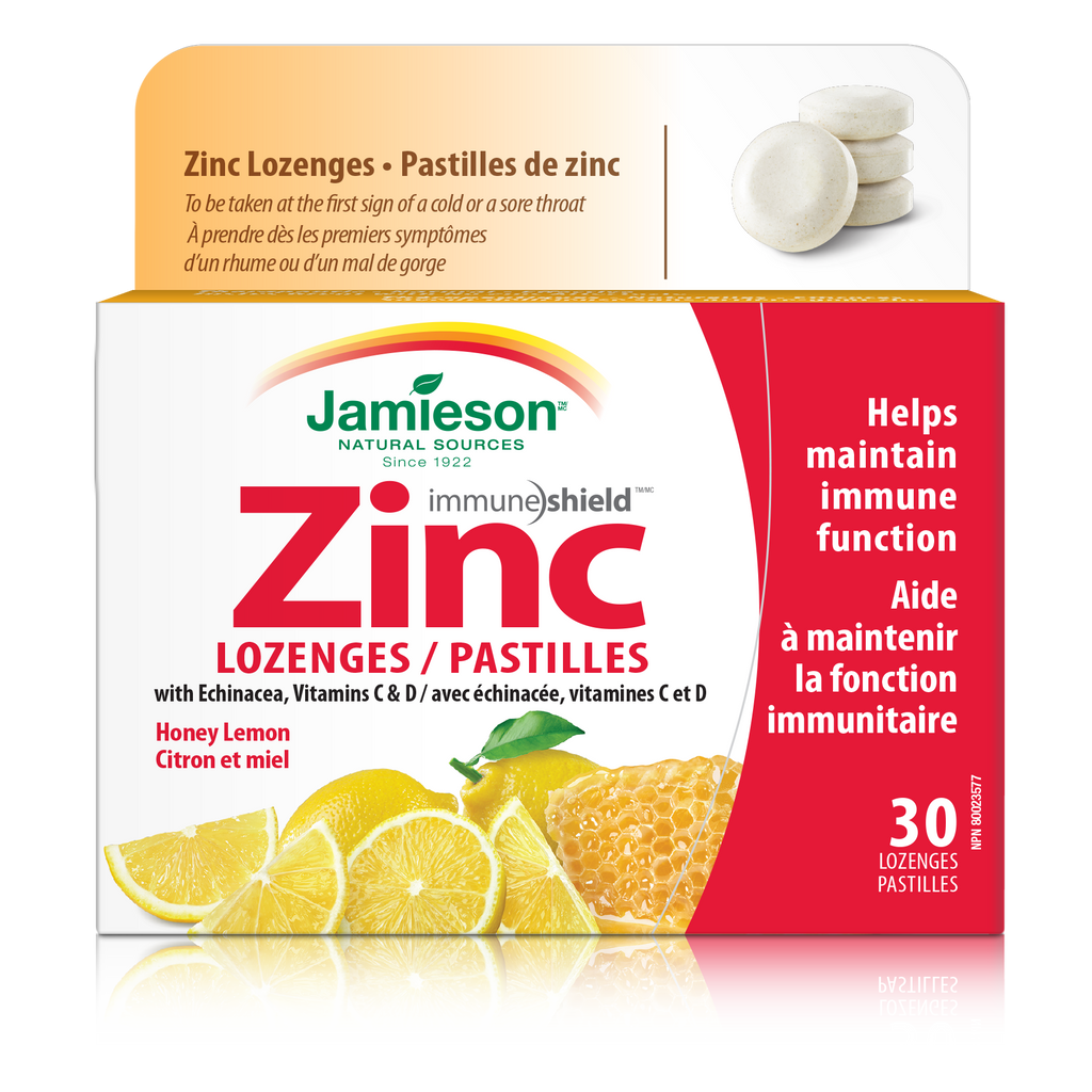 Jamieson Zinc Lozenges with Echinacea, Vitamin C & D - Honey Lemon