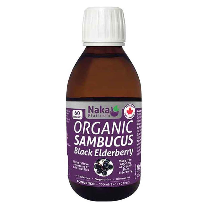 Naka Organic Sambucus Syrup - Black Elderberry BONUS SIZE (300 mL)