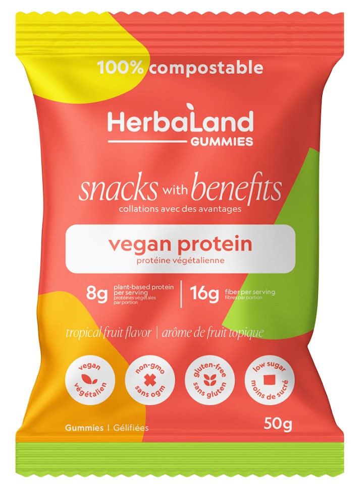 Herbaland Snacks with Benefits Vegan Protein Gummies - Tropical Fruit