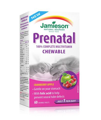 Jamieson Prenatal 100% Complete Chewable Multivitamin - Cranberry Apple (60 Chewable Tablets)