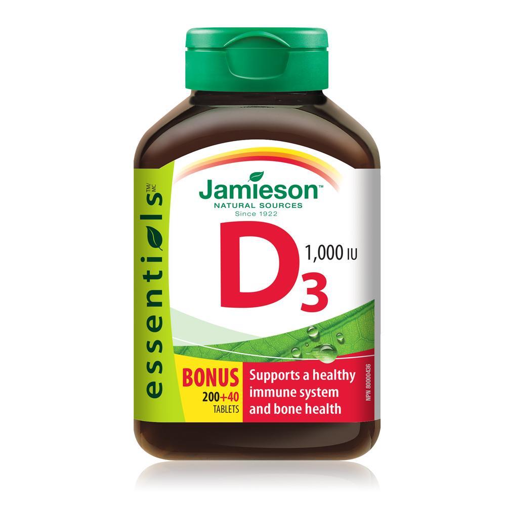 Jamieson Vitamin D3 1000 IU BONUS SIZE (240 Tablets)