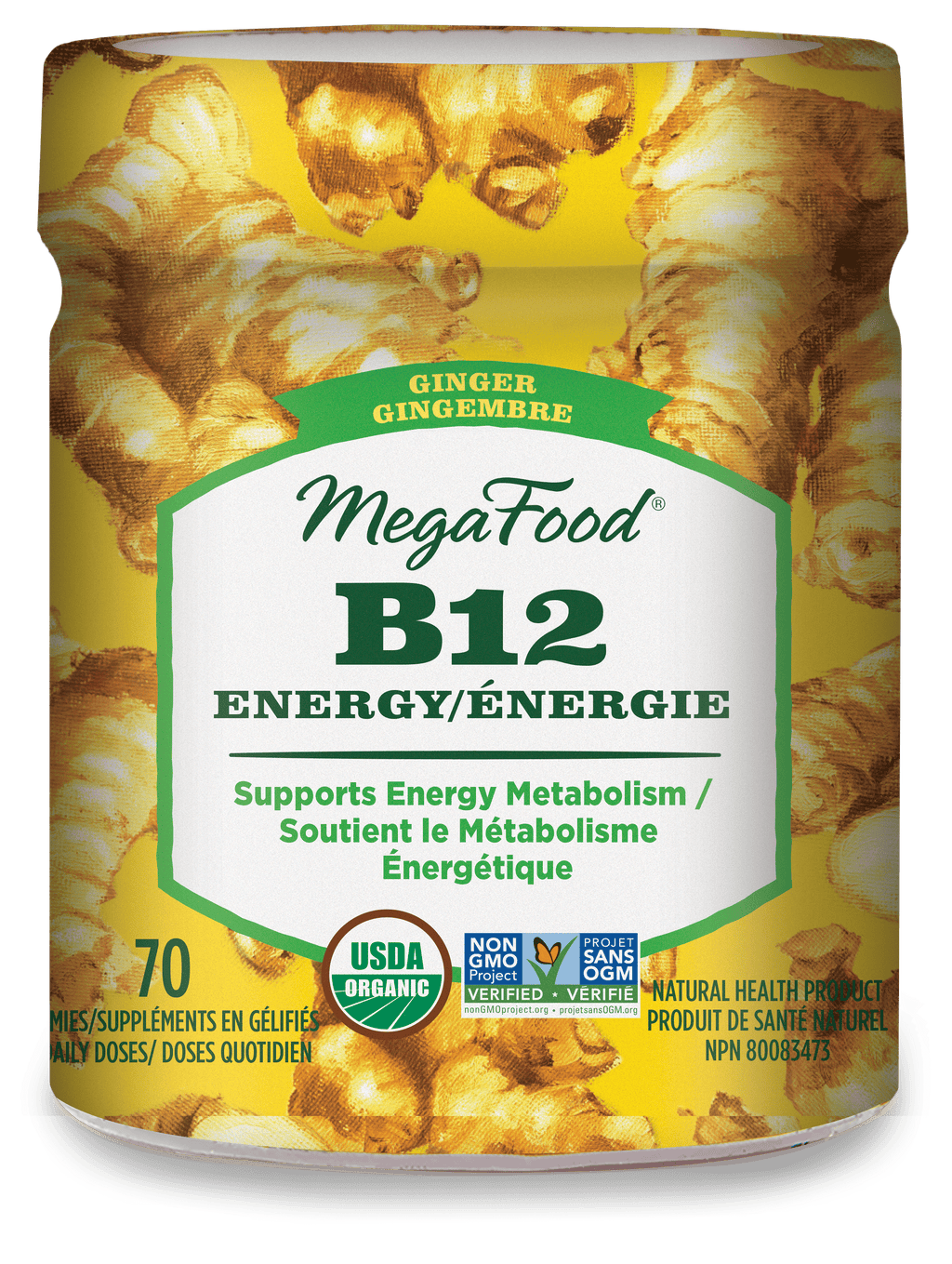 MegaFood B12 Energy - Ginger (70 Gummies)