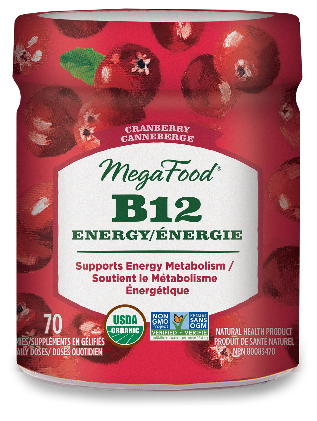 MegaFood B12 Energy - Cranberry (70 Gummies)